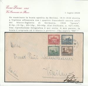 Lettera da Berlino del 19.9.1930 diretta a ... 