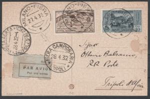 1932 - Cartolina diretta a Tripoli, ... 