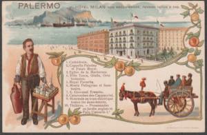 Cartolina viaggiata, Palermo Hotel MILAN. SPL