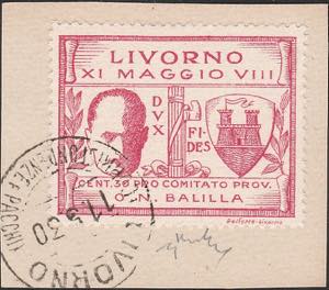 1930 - Visita di Mussolini a Livorno 30 c. ... 