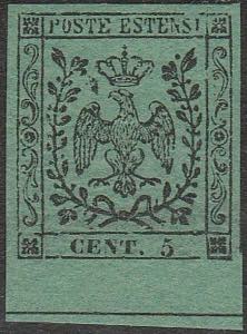 1852 - 5 c. verde senza punto dopo ... 