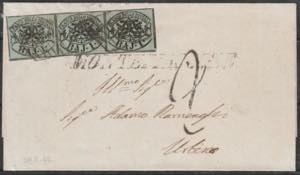 1862 - lettera affrancata con striscia bene ... 