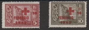 1945 - Pro croce rossa n. 132/133. Cat. € ... 