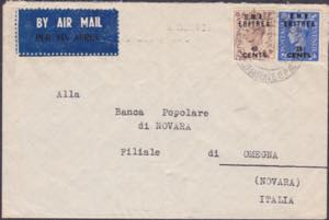 Lettera di posta aerea diretta da Asmara per ... 