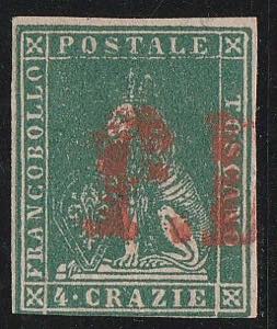 1857 - 4 cr. verde n. 14. Cat. € 325,00. ... 