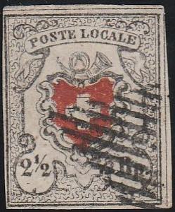 1850 - Poste Locale, 2½ rappen, rosso e ... 