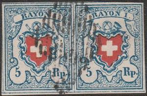 1850 - Rayon I, 5 rappen, azzurro chiaro e ... 
