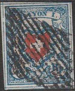 1850 - Rayon I, 5 rappen, azzurro scuro e ... 