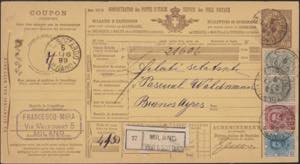 1899 bollettino pacchi lire 1,75 con ... 