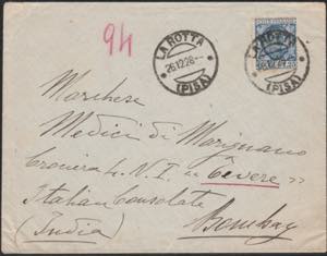 1928 Floreale lire 1,25 - lettera per Bombay ... 