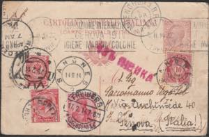 1914 intero postale c. 10 da Genova per la ... 