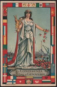 Cartolina 1922 - Conferenza di Genova, Pax ... 