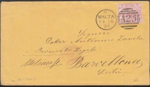 Lettera 1878 diretta in Sicilia, affrancata ... 