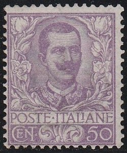 1901 - Floreale 50 c. malva n. 76. Cert. E. ... 