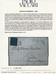 Lettera spedita da Modena con data ... 