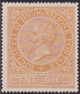 1874 - 10 c. arancio. n.1 Cert. Todisco. ... 