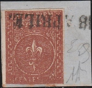 1852 - Giglio borbonico, 25 c. bruno rosso ... 