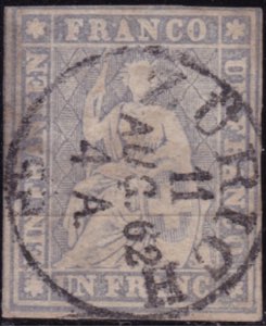 1854 - Allegoria 1 g. grigio violetto carta ... 