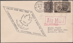 Aerogramma da Montreal del 14.7.1933 per ... 