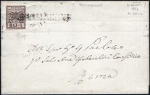 9/1/1852 - Lettera da Fossombrone per Roma ... 