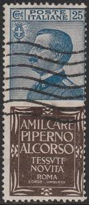 1924-25 - 25 c. Piperno n. 6. Cat. € ... 