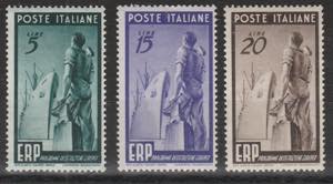 1949 - ERP n. 601/603. Cat. € 120,00. SPL
