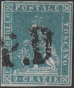 1851 - 2 cr. azzurro chiaro su grigio n. 5. ... 