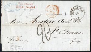 16/5/1855 - Lettera in franchigia da Milano ... 