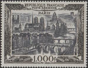 1950 Posta Aerea - Veduta su Parigi 1000 f. ... 