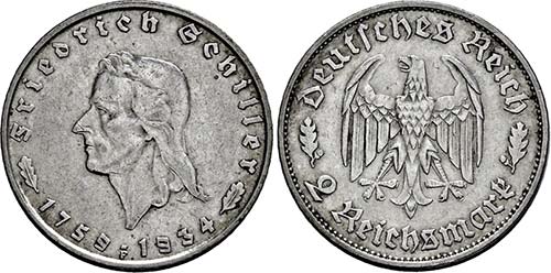 Stuttgart.2 Reichsmark 1934 F und ... 