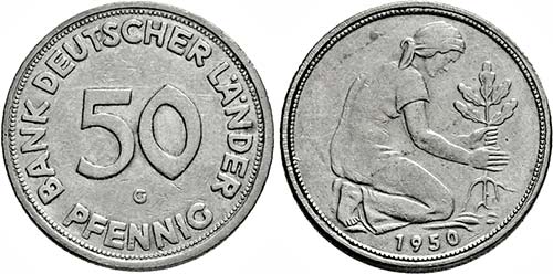 Karlsruhe.50 Pfennig 1950 ... 