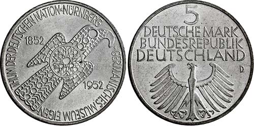 München.5 Deutsche Mark 1952 D ... 