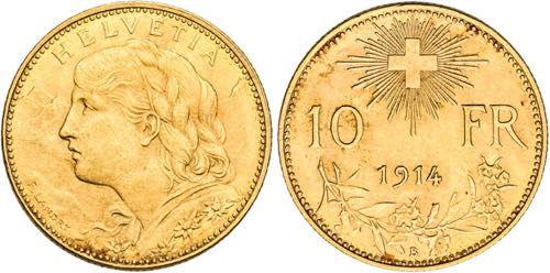 SCHWEIZ   Bern.10 Franken 1914 B ... 