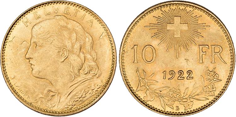 SCHWEIZ   Bern.10 Franken 1922 B ... 