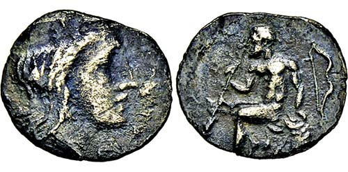 Litra. Um 350 v. Chr. Herakopf mit ... 