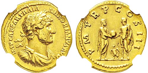 HADRIANUS. 117-138, Aureus. IMP ... 
