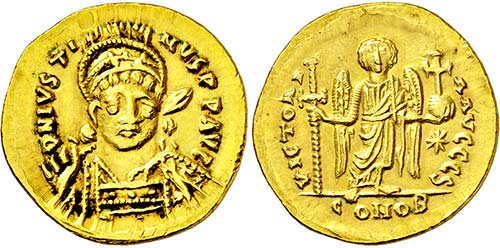 JUSTIN I. 518-527, Solidus. ... 