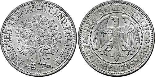 Berlin.5 Reichsmark 1927 A. Vs. ... 