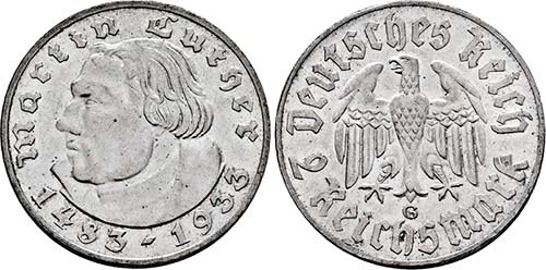 2 Reichsmark 1933 G (Luther; ... 