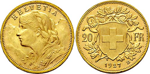 SCHWEIZ   - Bern.20 Franken 1927 B ... 