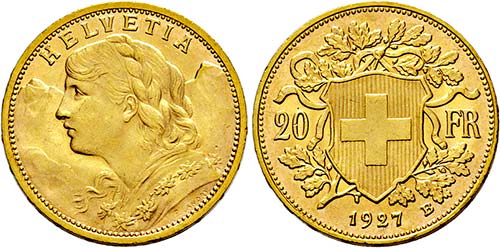 SCHWEIZ   - Bern.20 Franken 1927 B ... 