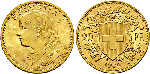 SCHWEIZ   - Bern.20 Franken 1930 B ... 