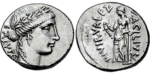 Denar. 49 v. Chr. Belorbeerter ... 