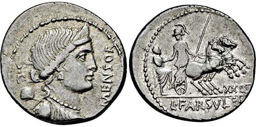 Denar. 75 v. Chr. Drapierte ... 