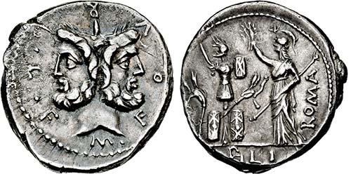 Denar. 119 v. Chr. Belorbeerter ... 