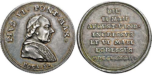Medaille 1782 zum Besuch von Papst ... 