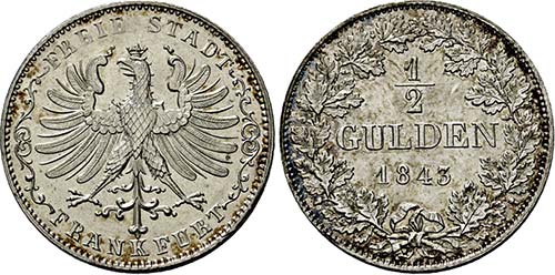 1/2 Gulden 1843 (ohne Mmz.). ... 