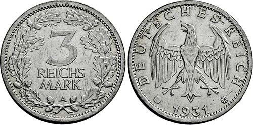 Berlin.3 Reichsmark 1931 A ... 
