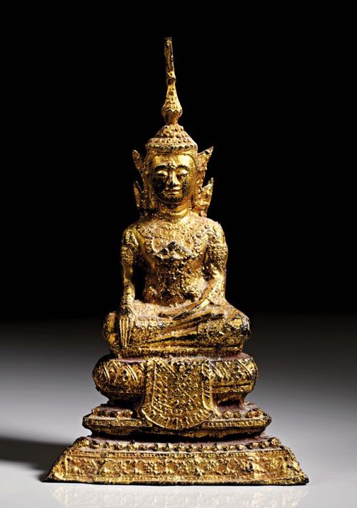 Sitzende Buddhastatue. Vergoldete ... 