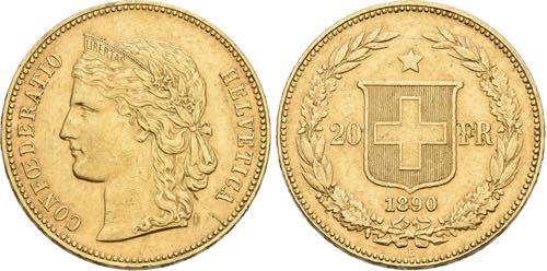 SCHWEIZ   Bern.20 Franken 1890 B ... 